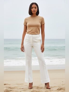 Chadwicks Cream Wide-Leg Tailored Pants